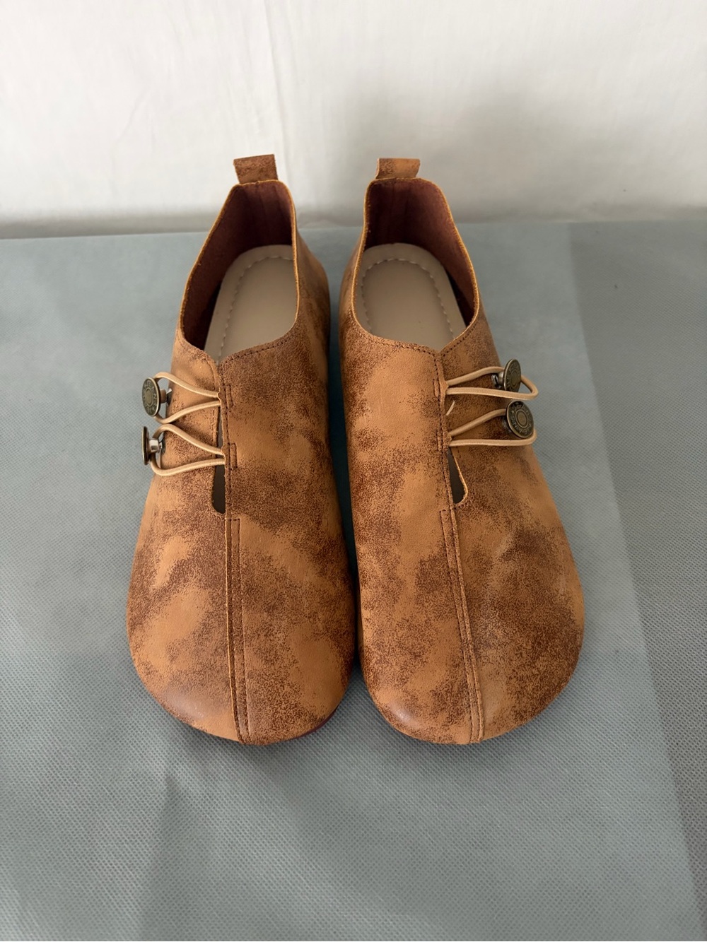 Jeans Brown Suede Lace Up Flat Shoes Womens Size 41 EU(B202)